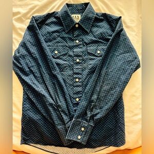 Boy’s Blue Patterned Long Sleeved Button Down Shirt